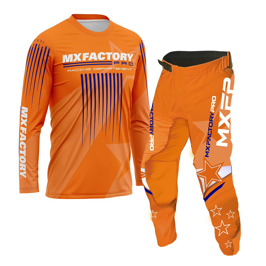 KTM orange ebike race set pants jersey and motocross mx