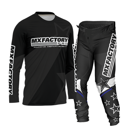 MX Factory Pro racing jersey and pants set on a white background